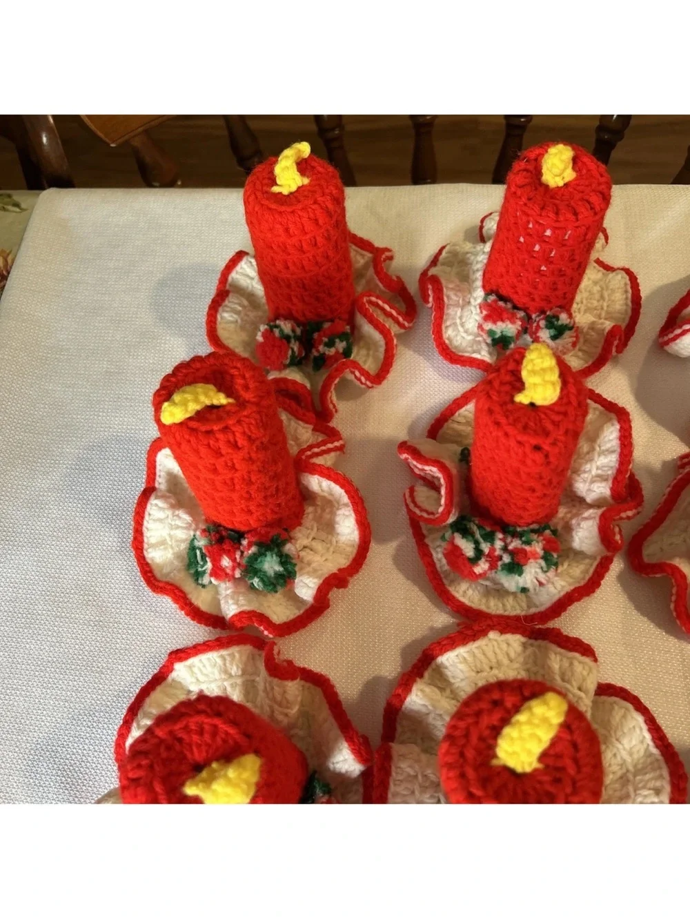 Handmade Red Crochet Holiday Candles  - Set of 15